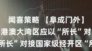 闻喜策略 【阜成门外】梁海明：粤港澳大湾区应以“所长”对接国家级经开区“所需”