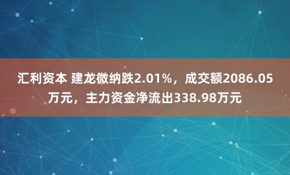 汇利资本 建龙微纳跌2.01%，成交额2086.05万元，主力资金净流出338.98万元