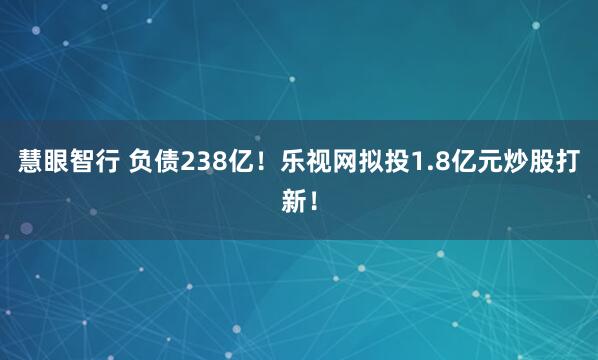 慧眼智行 负债238亿!乐视网拟投1.8亿元炒股打新!
